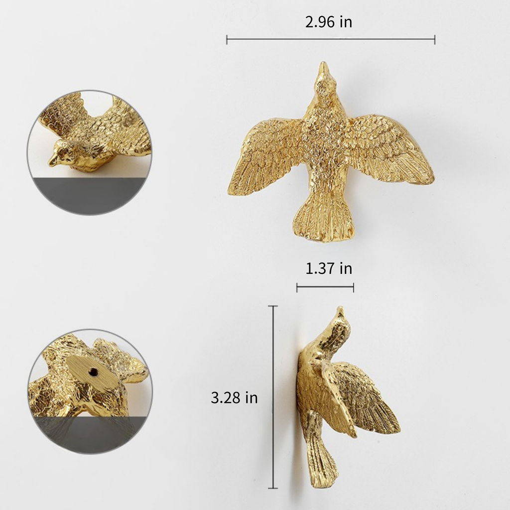 Knobelle Messing-Fliegervogel-Knopf – Goldener Schrankknopf, Vintage-Wandhaken-Akzent, Naturinspirierte Wohnkultur