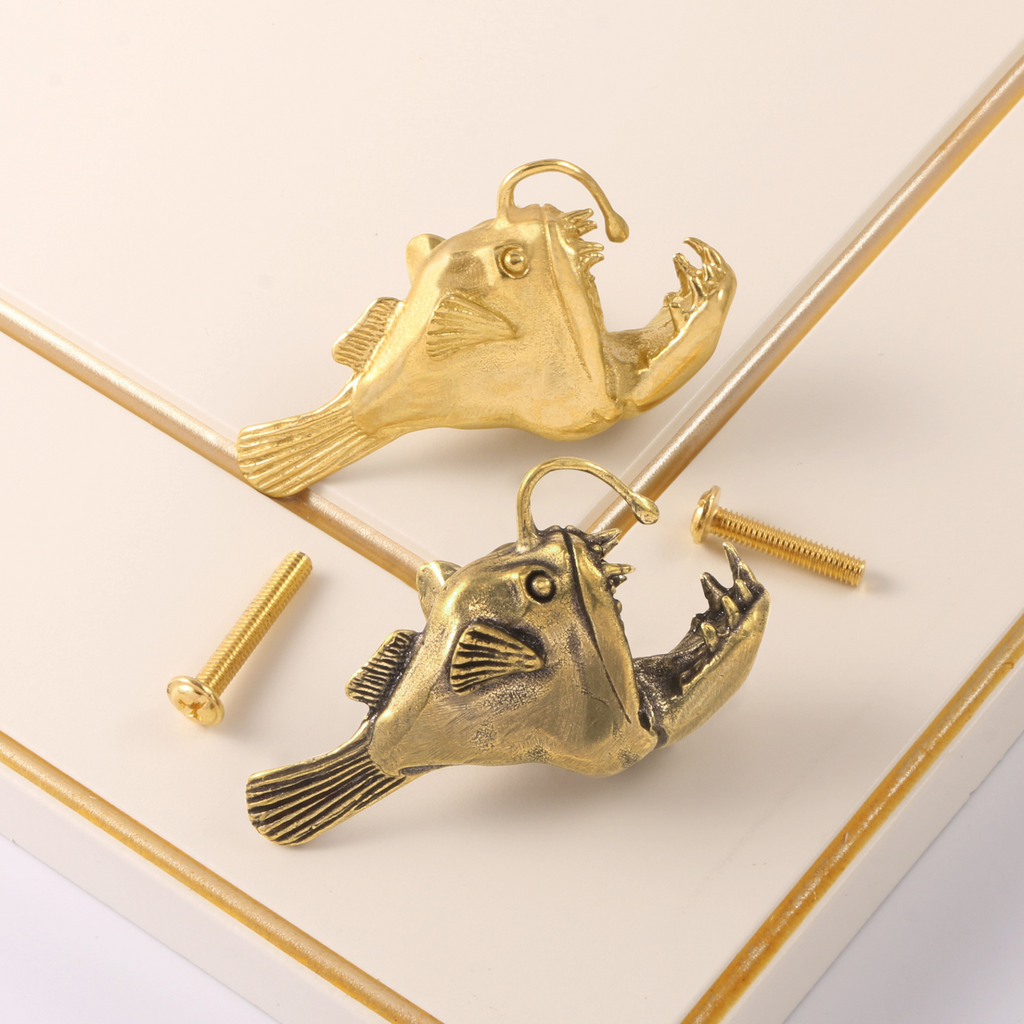 knobelle Anglerfish Brass Cabinet Knob - Ocean-Inspired Drawer Pull