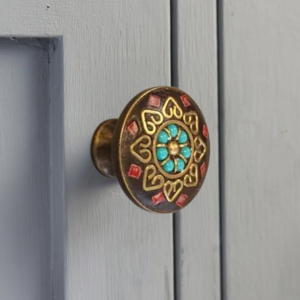 Knobelle Mosaïque Vintage Mosaikschrankknopf & Schubladengriff – Dekorativer Messingbeschlag