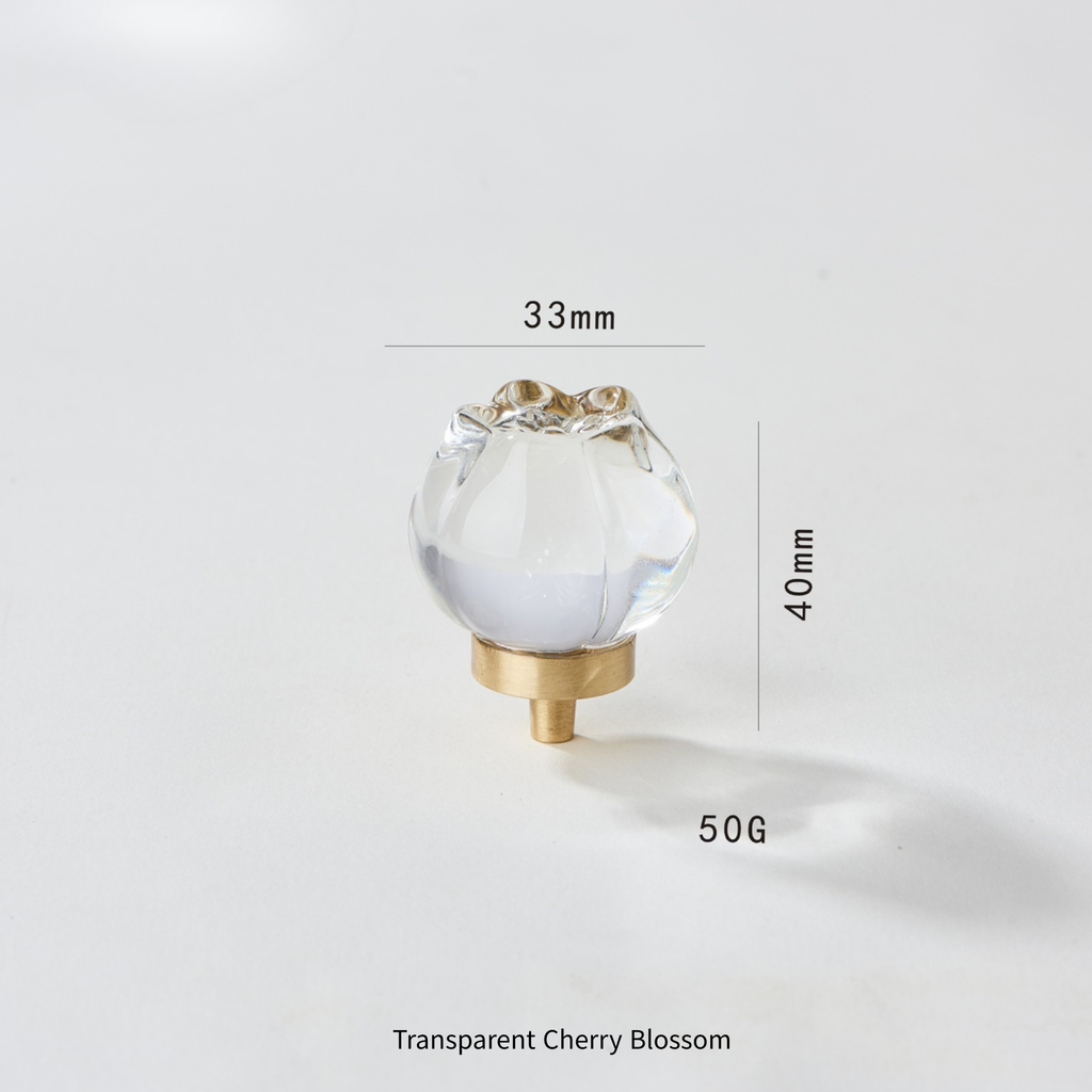 Knobelle Crystal Glass Cabinet Knob with Brass Base: Animal & Floral Drawer Pull
