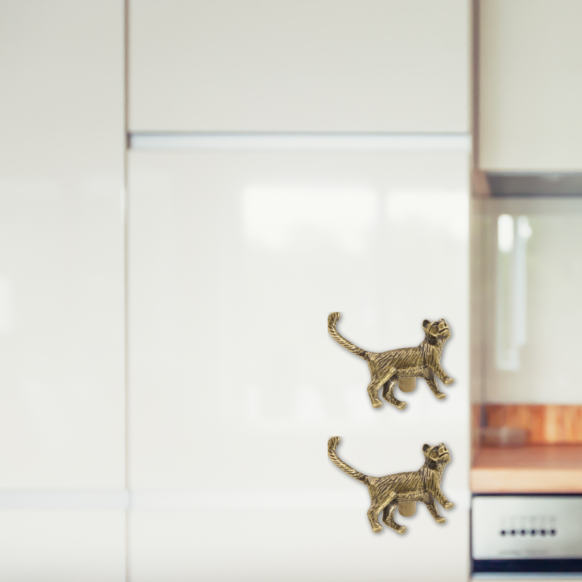 Knobelle Brass Cat Handle Hook – Vintage Animal Cabinet Knob, Decorative Wall Accent