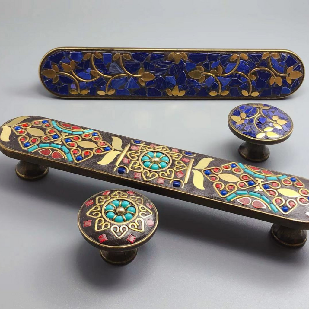 Knobelle Mosaïque Vintage Mosaikschrankknopf & Schubladengriff – Dekorativer Messingbeschlag