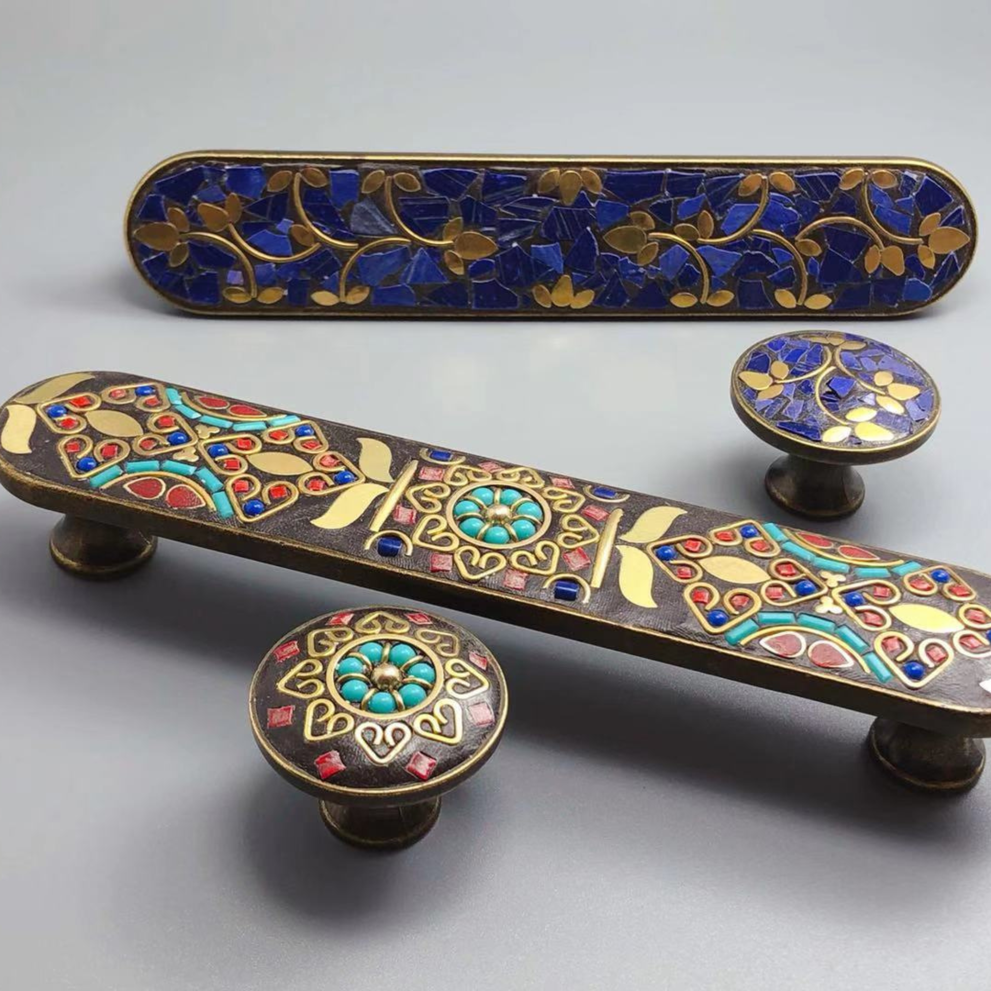 Knobelle Mosaïque Vintage Mosaic Cabinet Knob & Drawer Pull – Decorative Brass Hardware