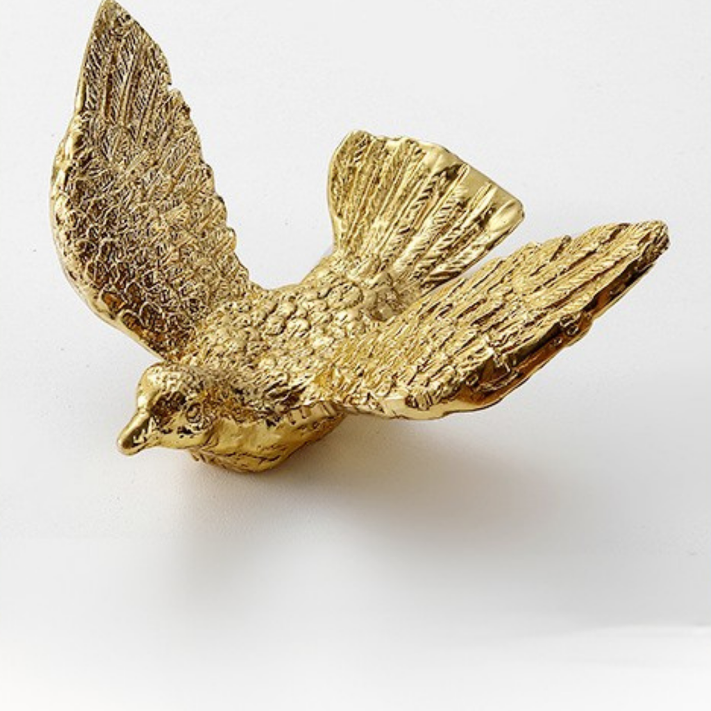 Knobelle Messing-Fliegervogel-Knopf – Goldener Schrankknopf, Vintage-Wandhaken-Akzent, Naturinspirierte Wohnkultur