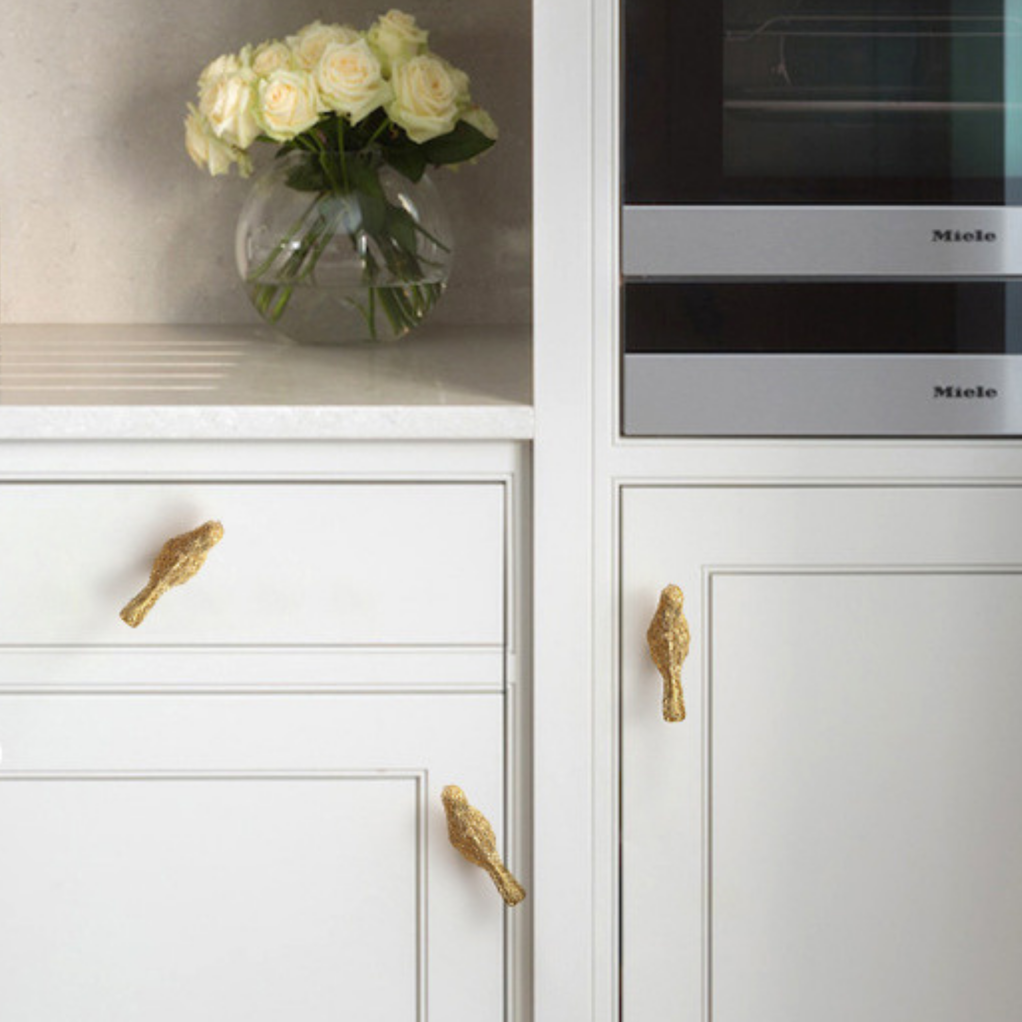 Brass Songbird Knob Set: Gold  Lark Cabinet Handles