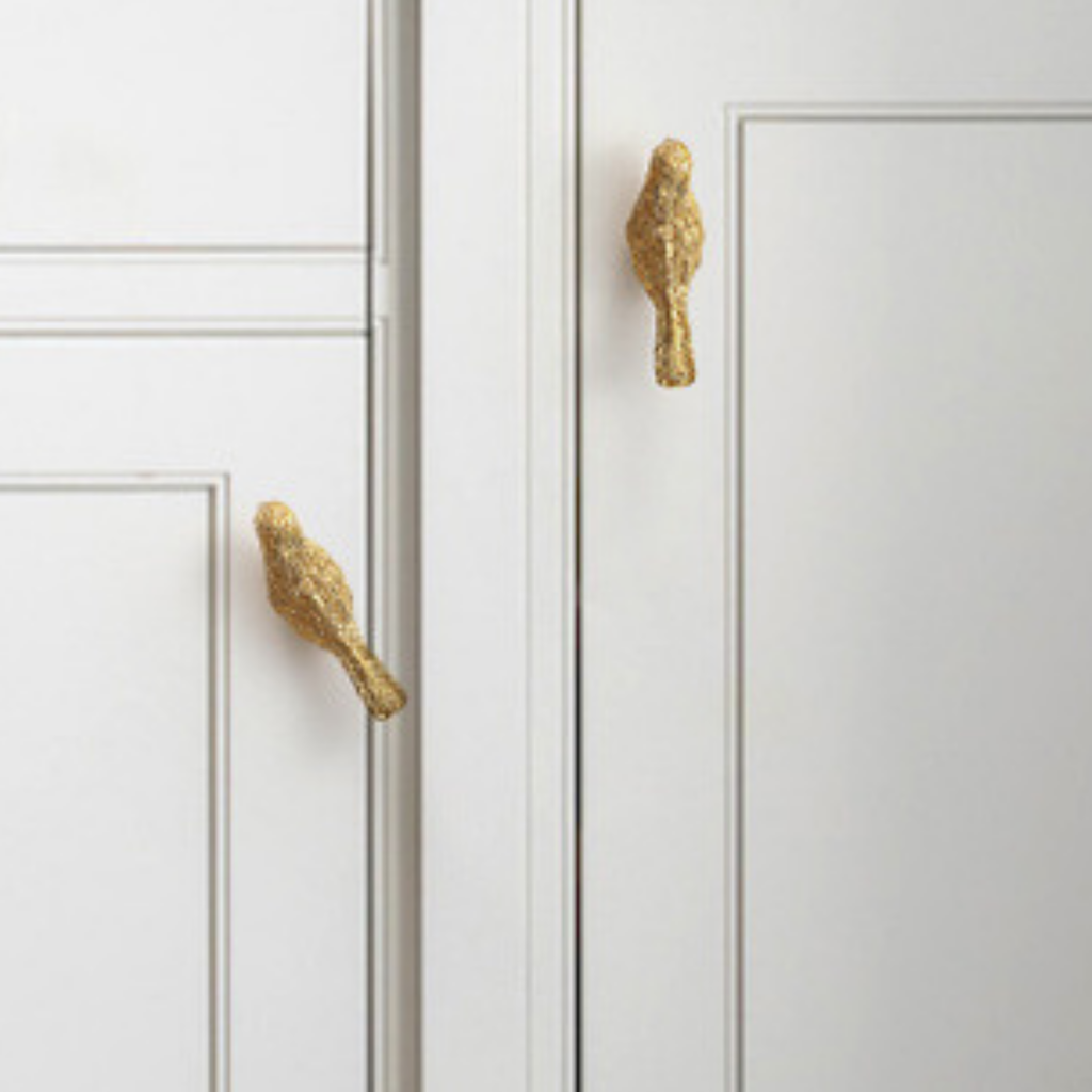 Brass Songbird Knob Set: Gold  Lark Cabinet Handles