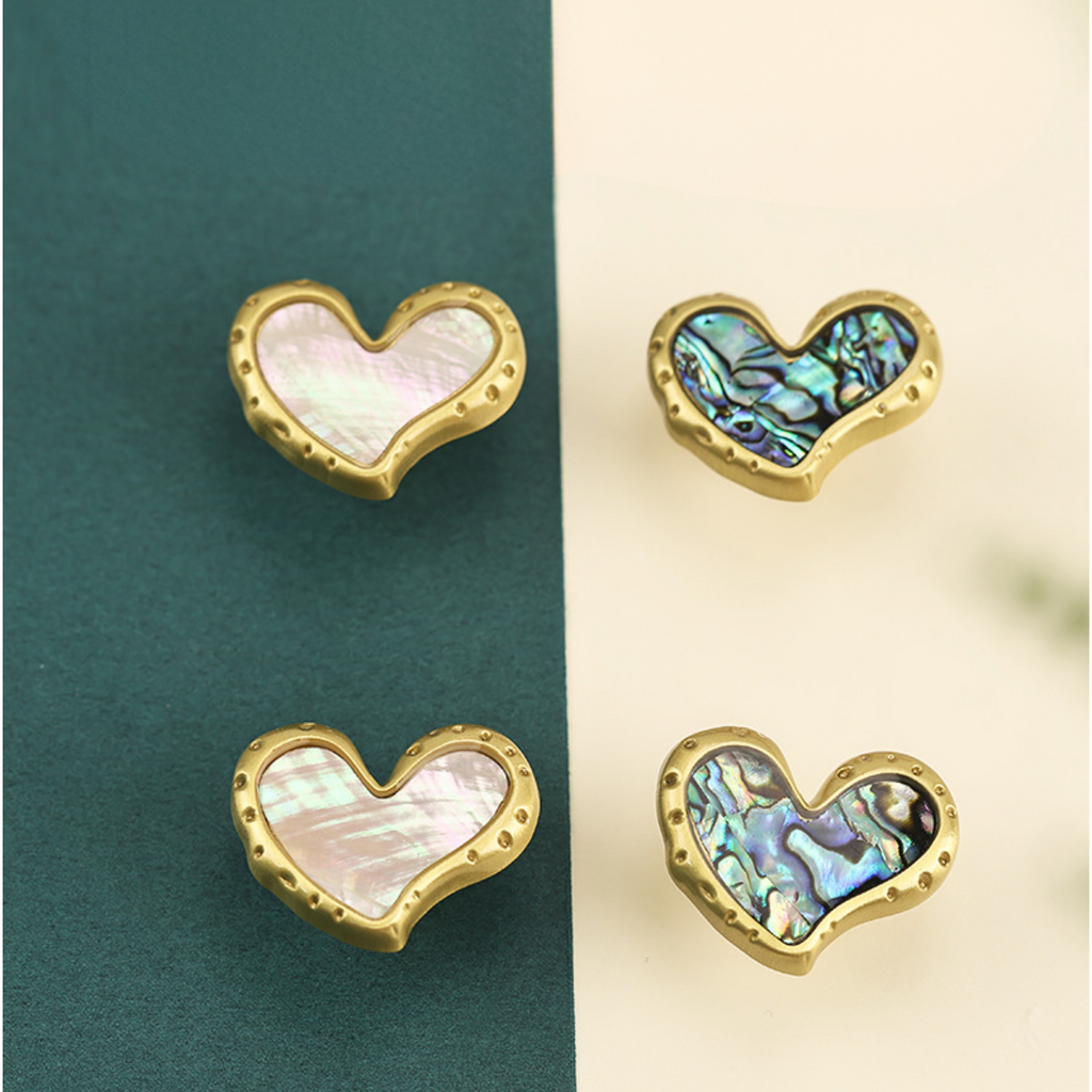 Knobelle Crysta – Heart Inlay Brass Cabinet Knob | Mother of Pearl & Abalone