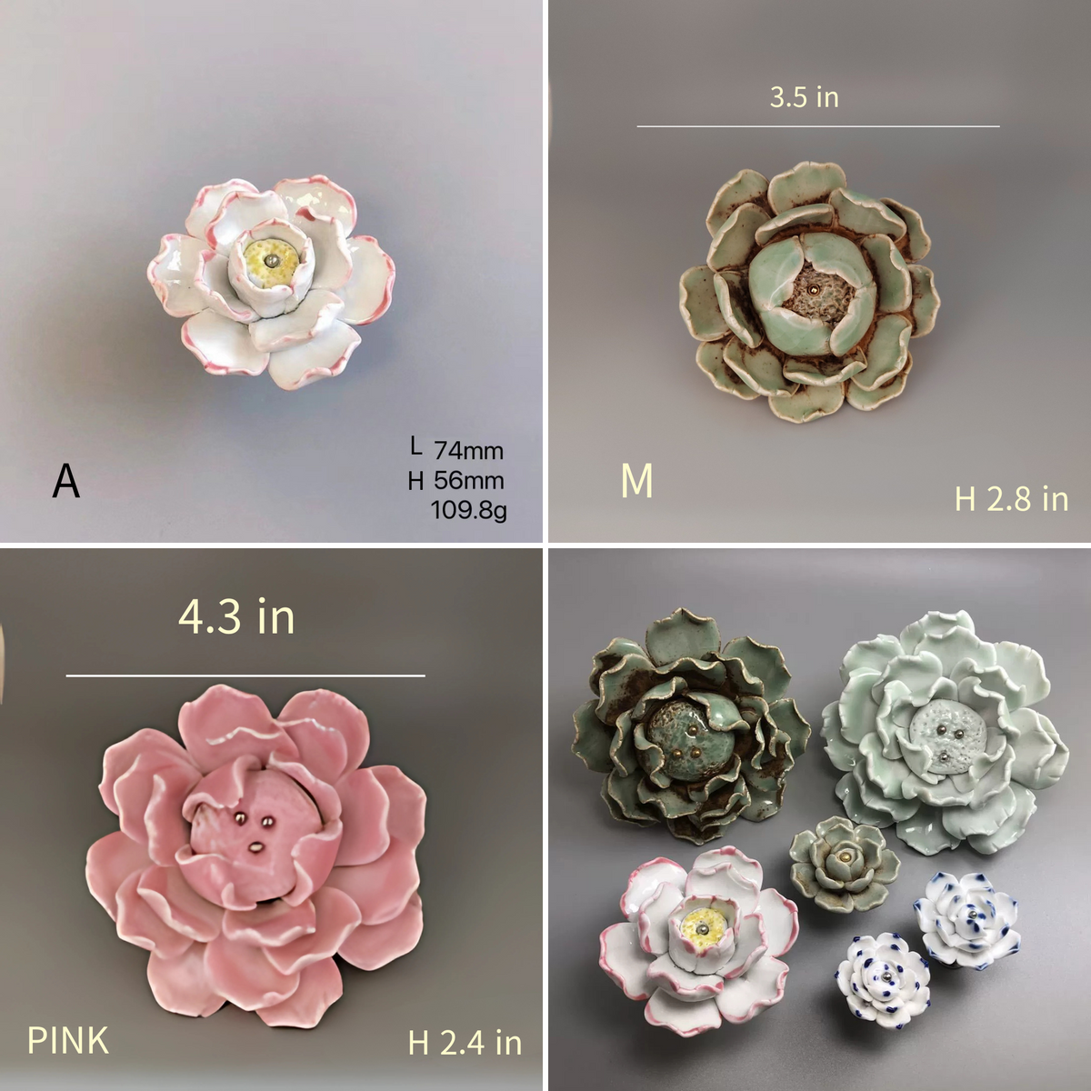 Knobelle layered green flower cabinet knob