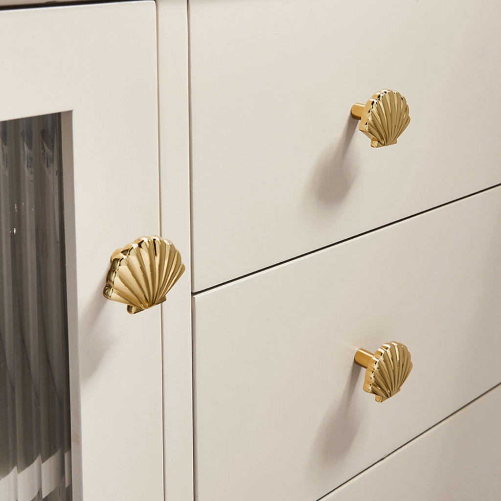 Knobelle Auréa  Marine Shell Cabinet Knob – Gold & Silver Seashell Drawer Pull | Golden Creatures Collection