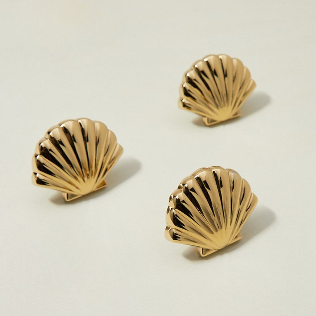 Knobelle Auréa  Marine Shell Cabinet Knob – Gold & Silver Seashell Drawer Pull | Golden Creatures Collection