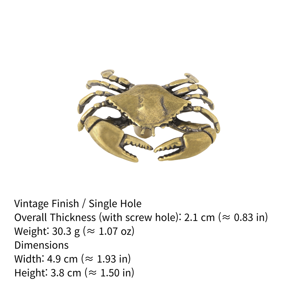 Knobelle Massiver Messing-Krebs-Möbelknauf – Vintage Coastal Schubladengriff, nautische Tierbeschläge, vom Meer inspirierter Akzent