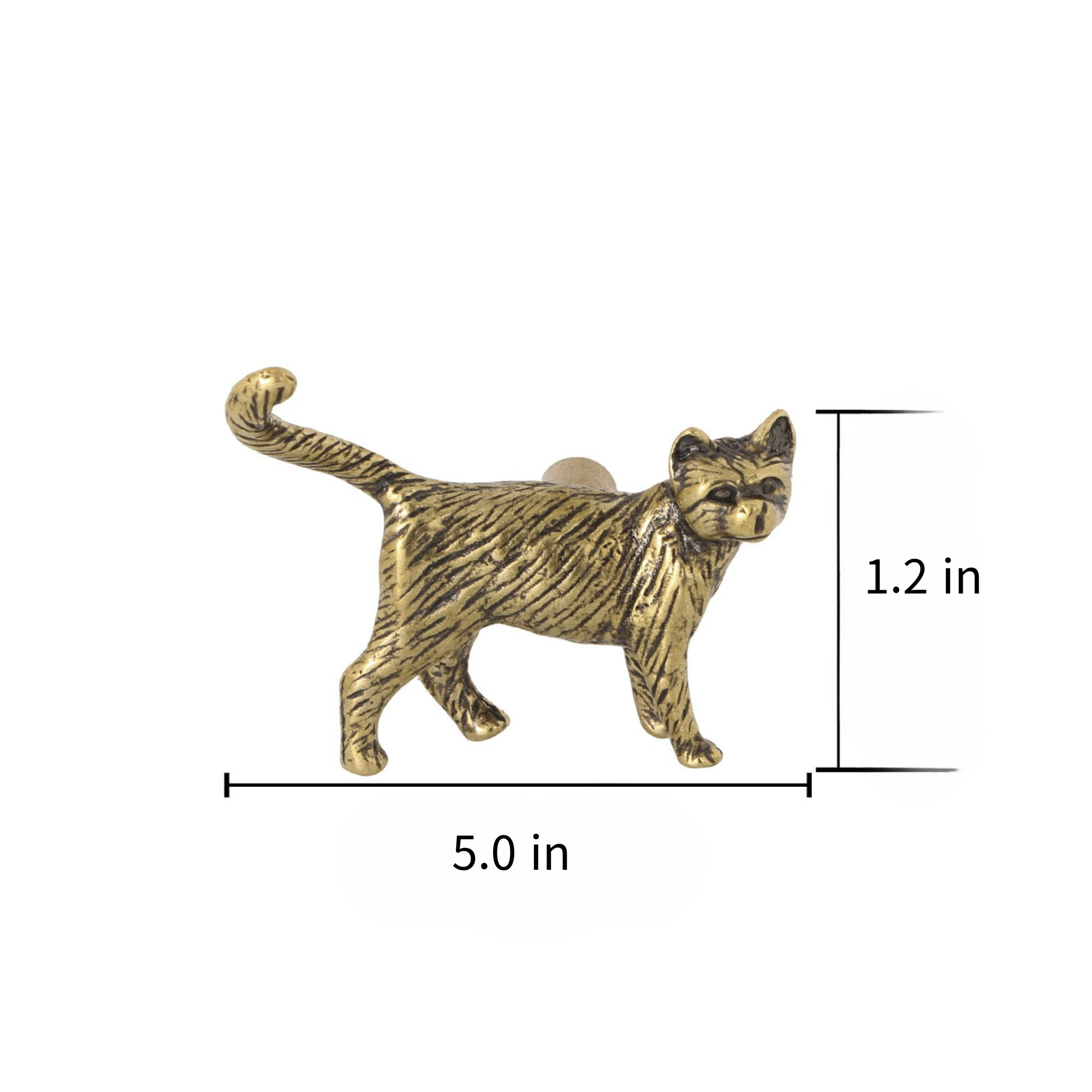 Knobelle Brass Cat Handle Hook – Vintage Animal Cabinet Knob, Decorative Wall Accent