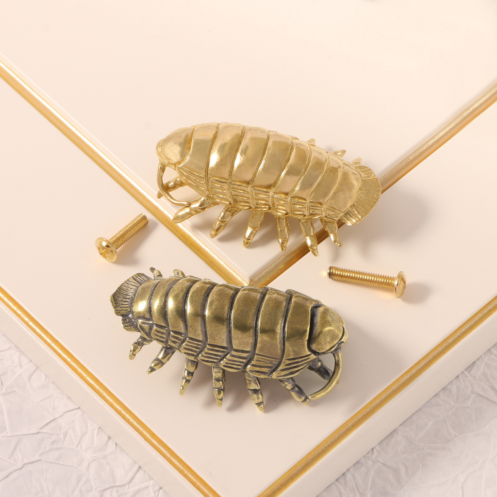 Knobelle Auréa Marine – Brass Isopod Cabinet Knob | Unique Bug-Inspired Drawer Pull for Furniture