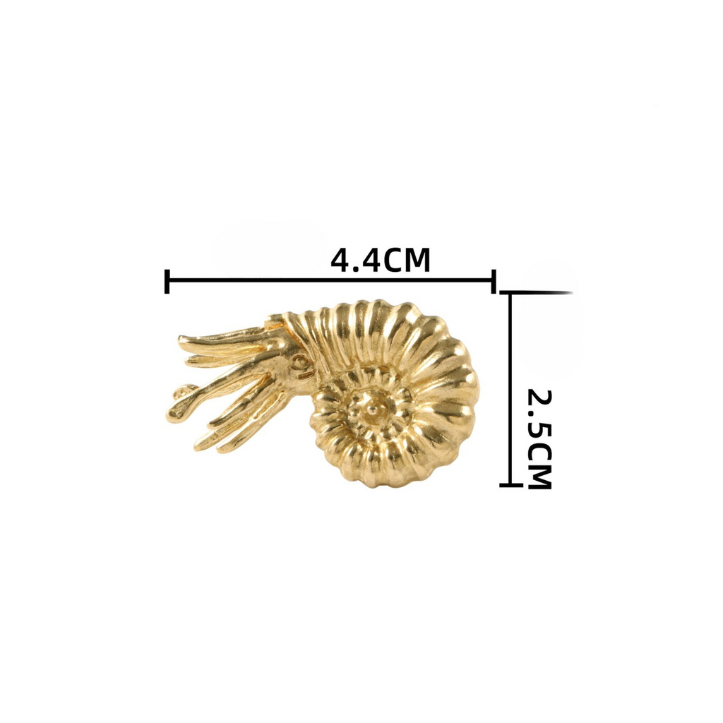 Knobelle Massiver Messing Ammoniten-Möbelknauf – Muschelgriff im nautischen Stil