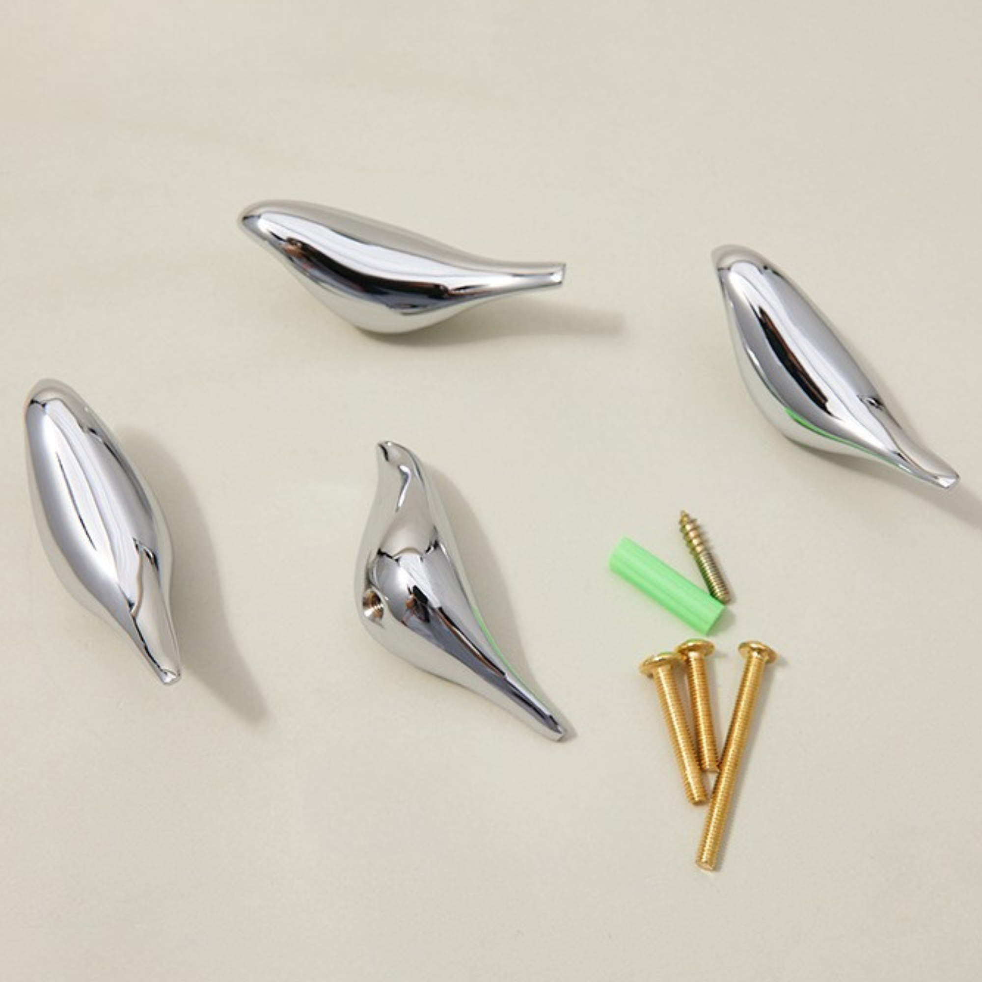 Knobelle Crysta Chrome Bird Knob – Minimalist Cabinet Pull for Kids Room & Wall Hook