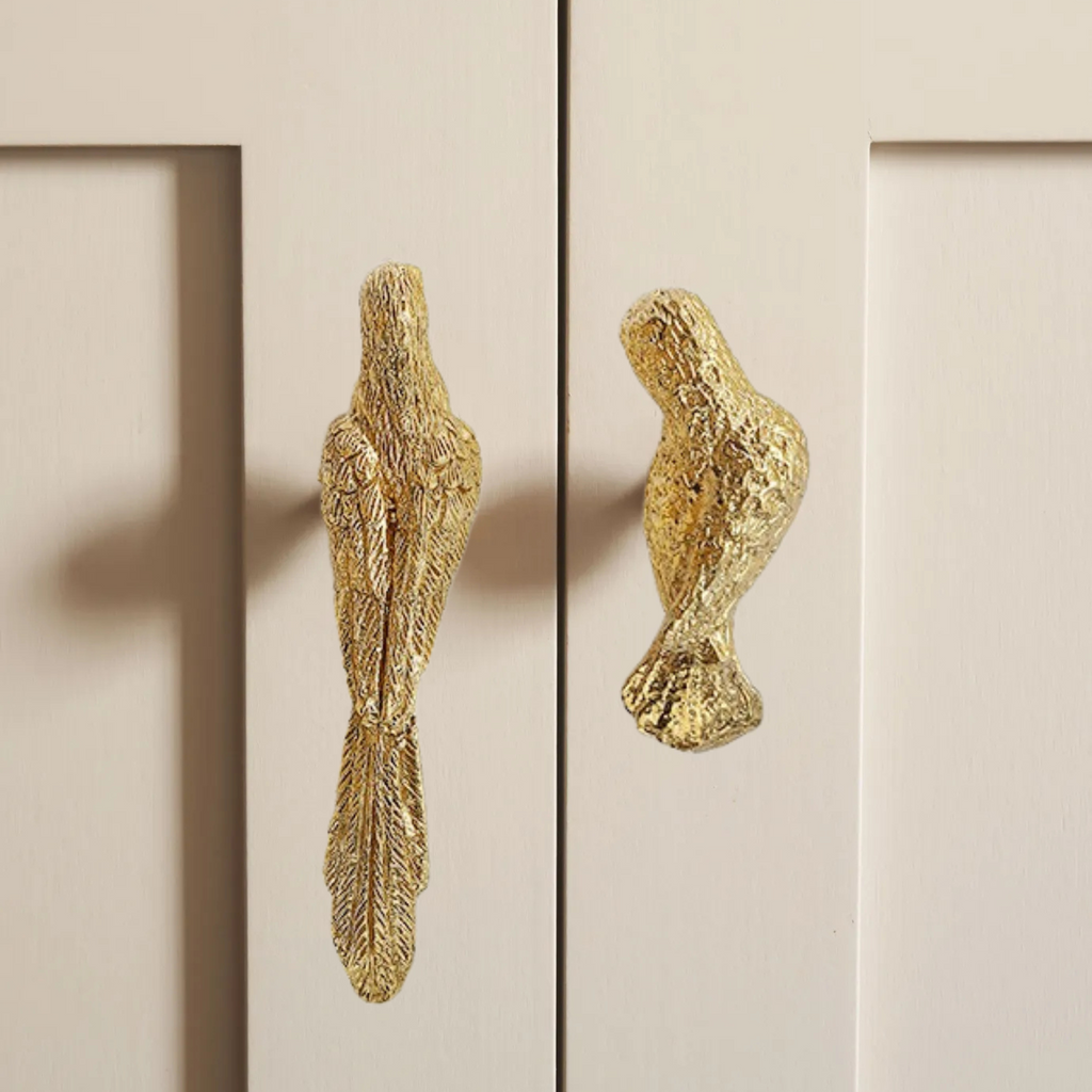 Knobelle Messing-Vogel-Schubladengriff – Vintage-Schrankgriff, von der Natur inspirierte Hardware, skurriler Wohnakzent