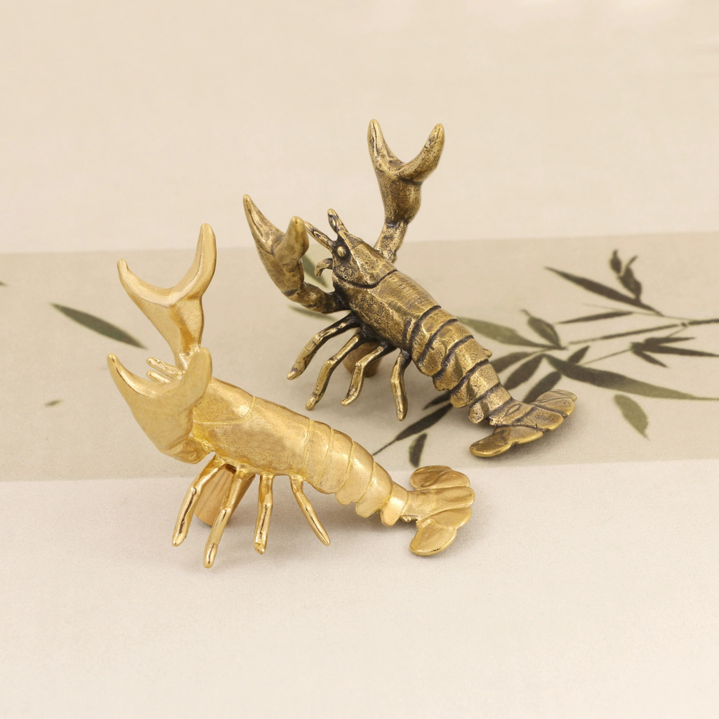Knobelle Auréa  Marine – Brass Lobster Cabinet Knob | Nautical Drawer Pull for Coastal Decor