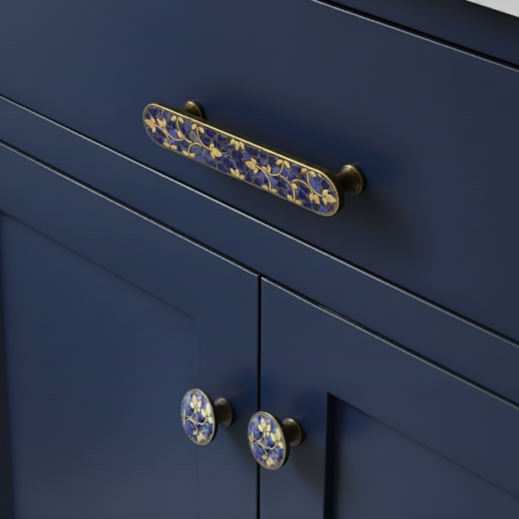 Knobelle Mosaïque Vintage Mosaikschrankknopf & Schubladengriff – Dekorativer Messingbeschlag