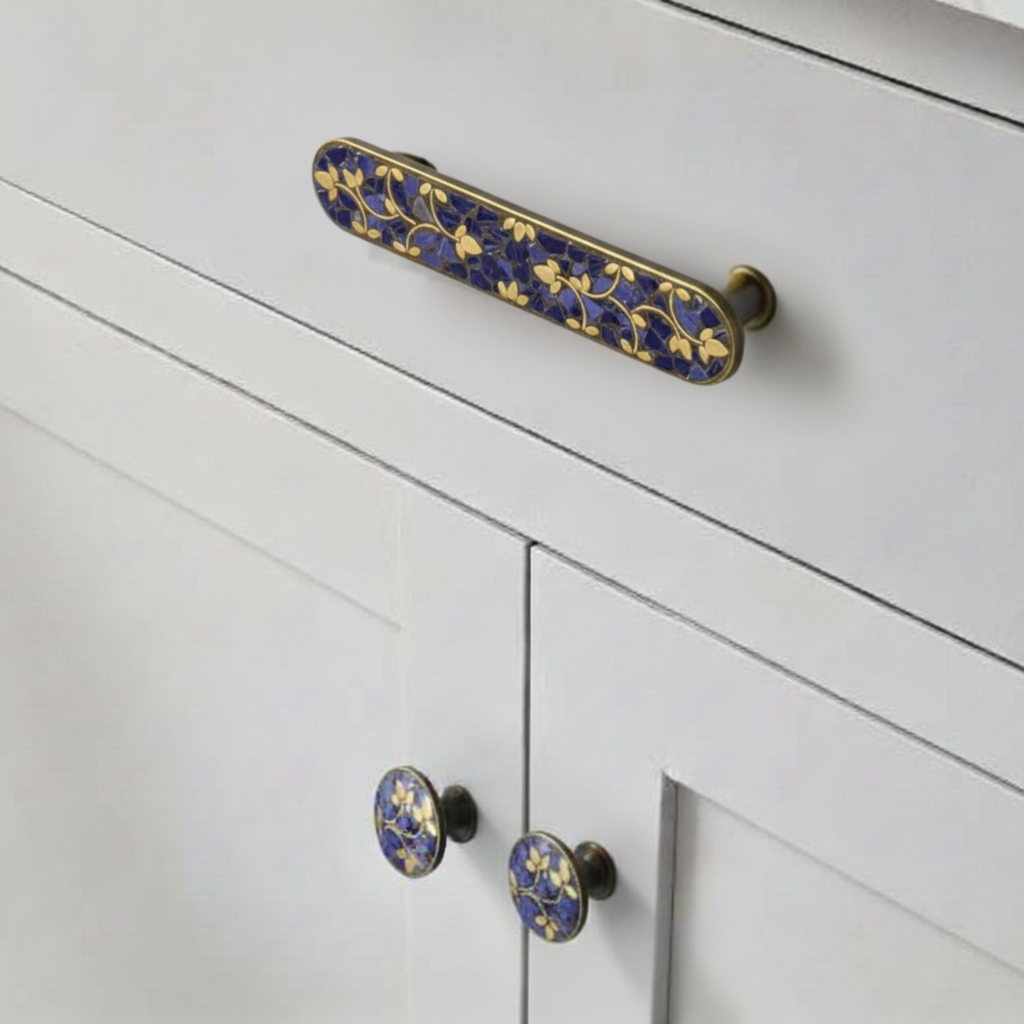 Knobelle Mosaïque Vintage Mosaikschrankknopf & Schubladengriff – Dekorativer Messingbeschlag