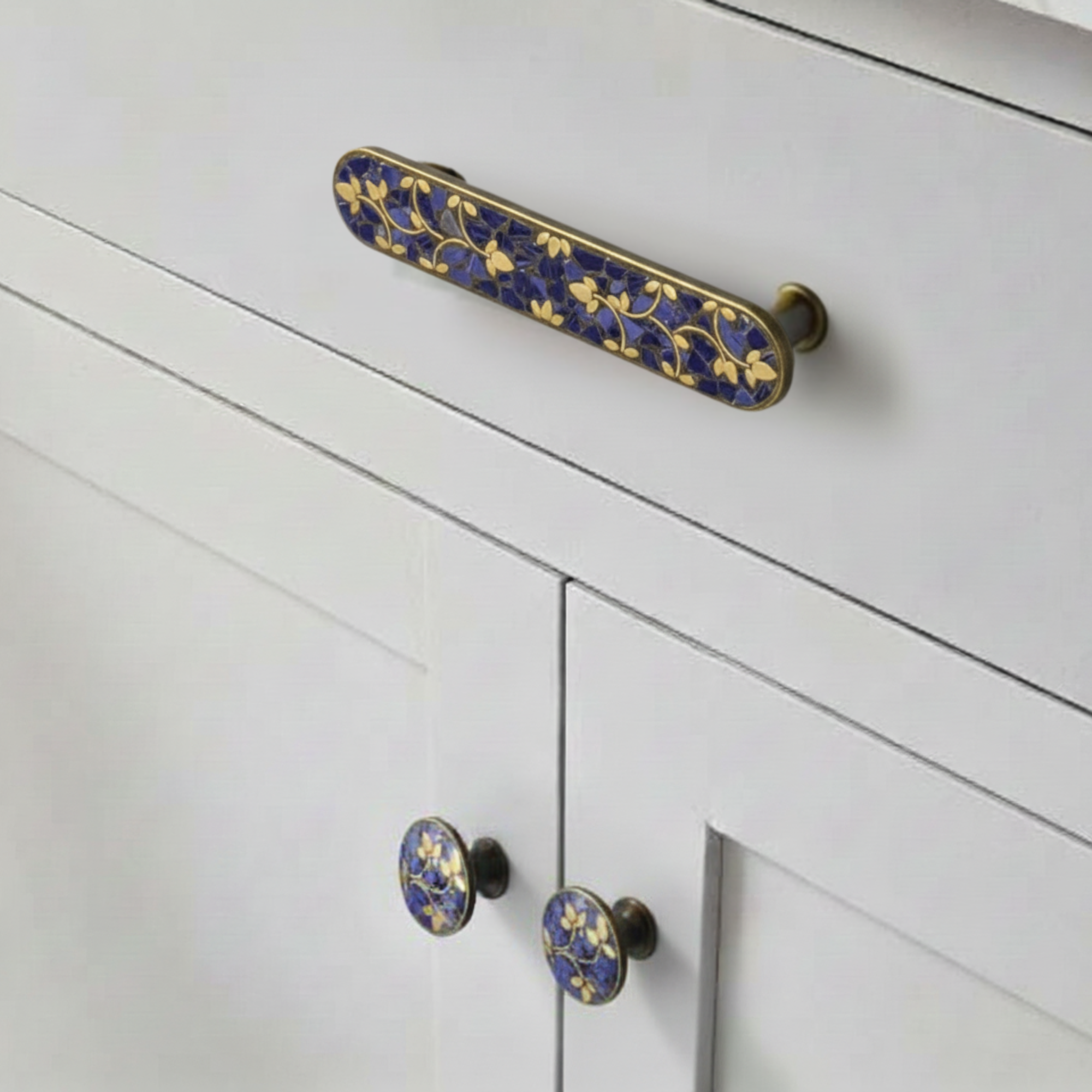 Knobelle Mosaïque Vintage Mosaikschrankknopf & Schubladengriff – Dekorativer Messingbeschlag