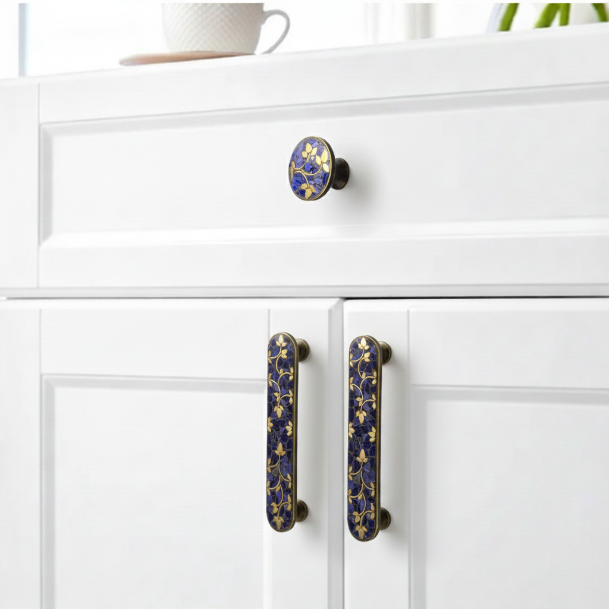 Knobelle Mosaïque Vintage Mosaic Cabinet Knob & Drawer Pull – Decorative Brass Hardware