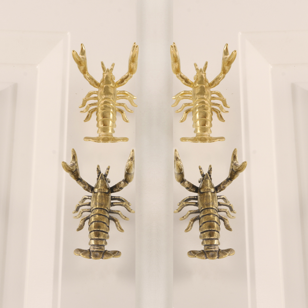 Knobelle Auréa  Marine – Brass Lobster Cabinet Knob | Nautical Drawer Pull for Coastal Decor