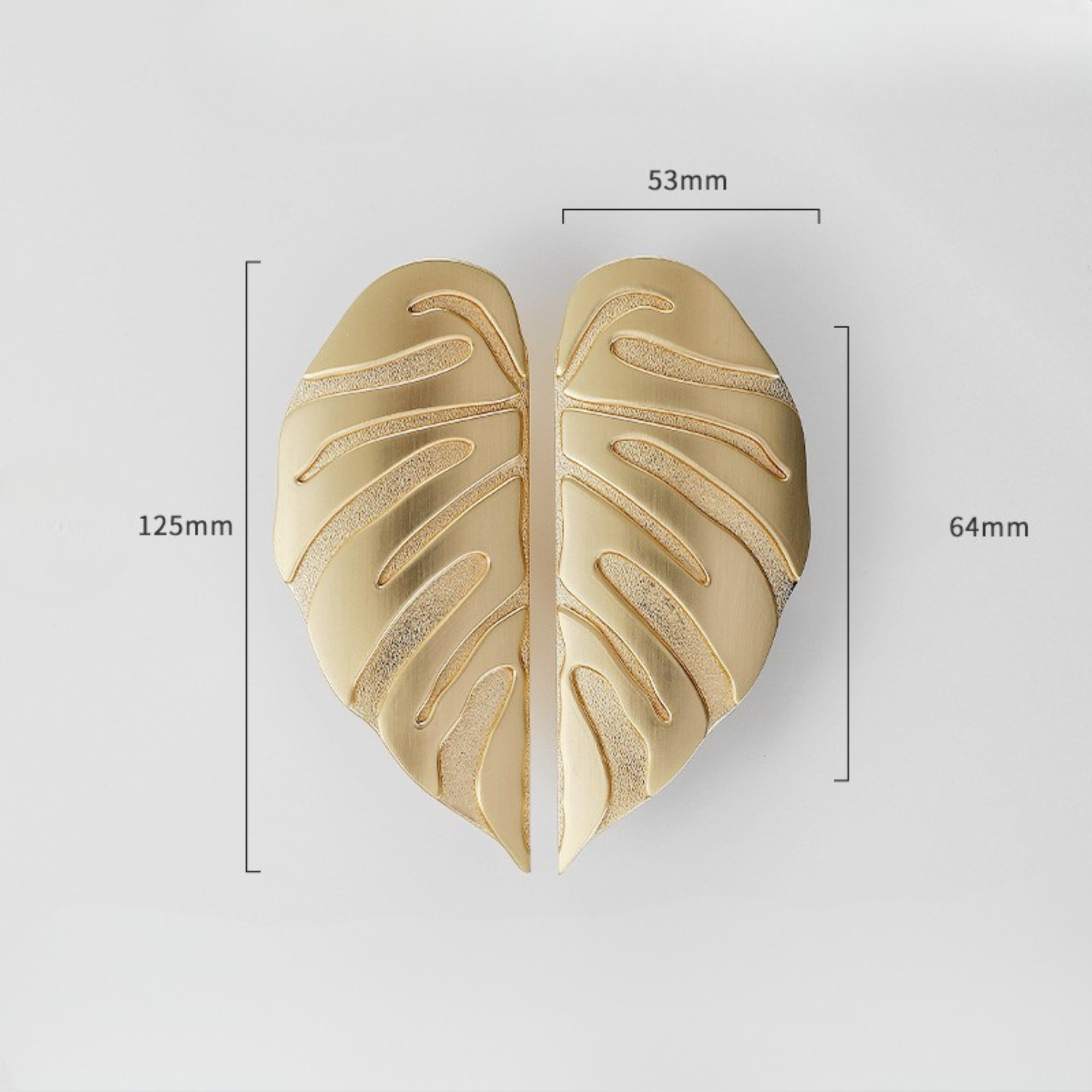 Knobelle Brass Leaf Cabinet Knob (Set of 2) – Monstera Drawer Pull Pair, Decorative Furniture Handle, Botanical Home Accent