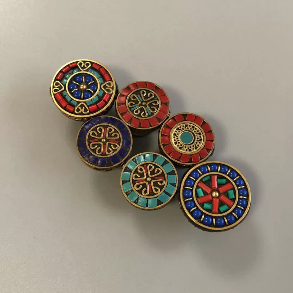 Knobelle Antique Brass Cabinet Knob – Boho Drawer Pull, Mosaic Inlay Design, Vintage Soulful Accent