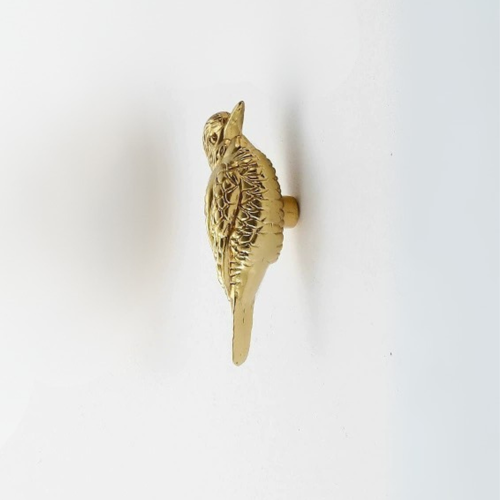 Brass Songbird Knob Set: Gold Sparrow Cabinet Handles