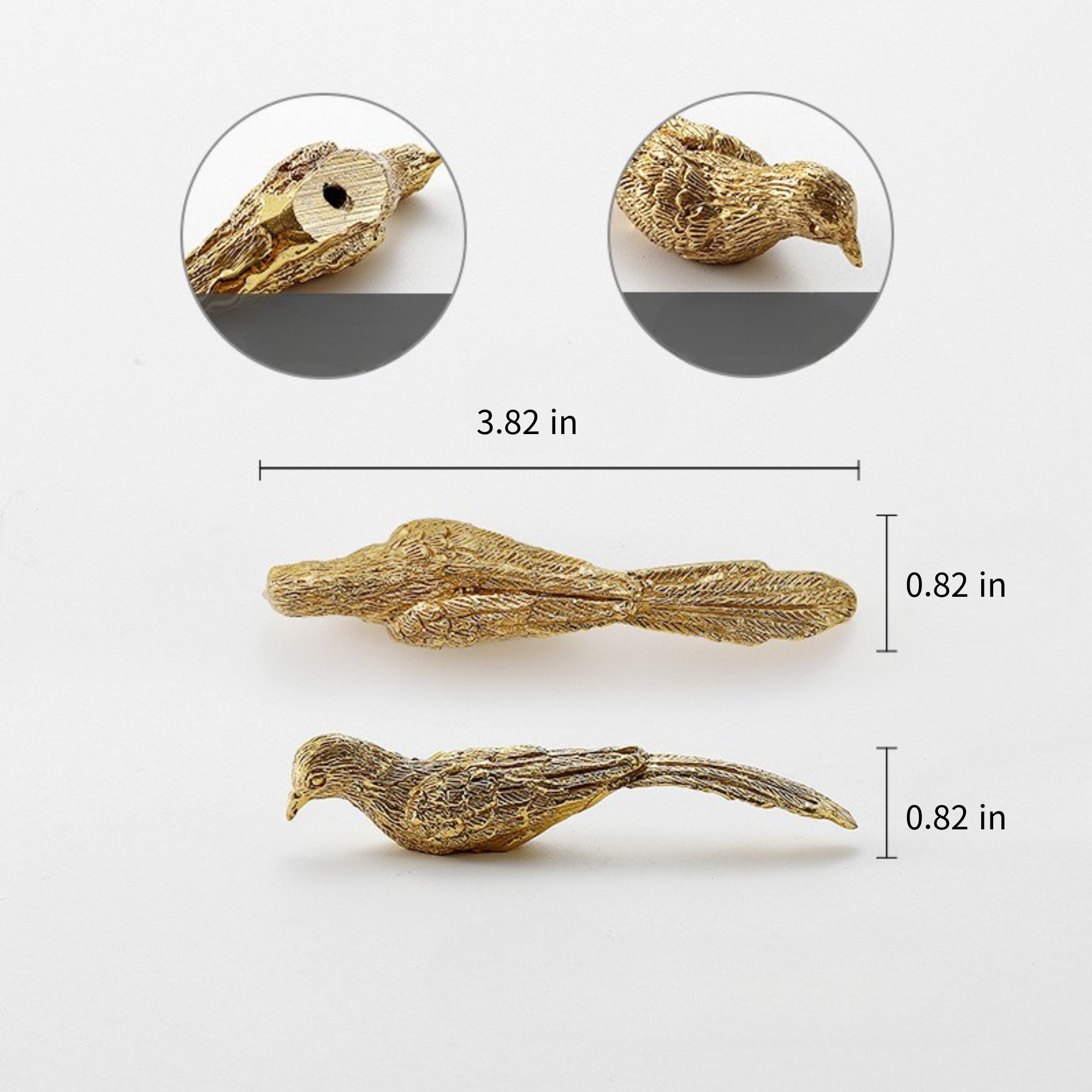 Knobelle Brass Bird Drawer Pull – Vintage Cabinet Handle, Nature Inspired Hardware, Whimsical Home Accent