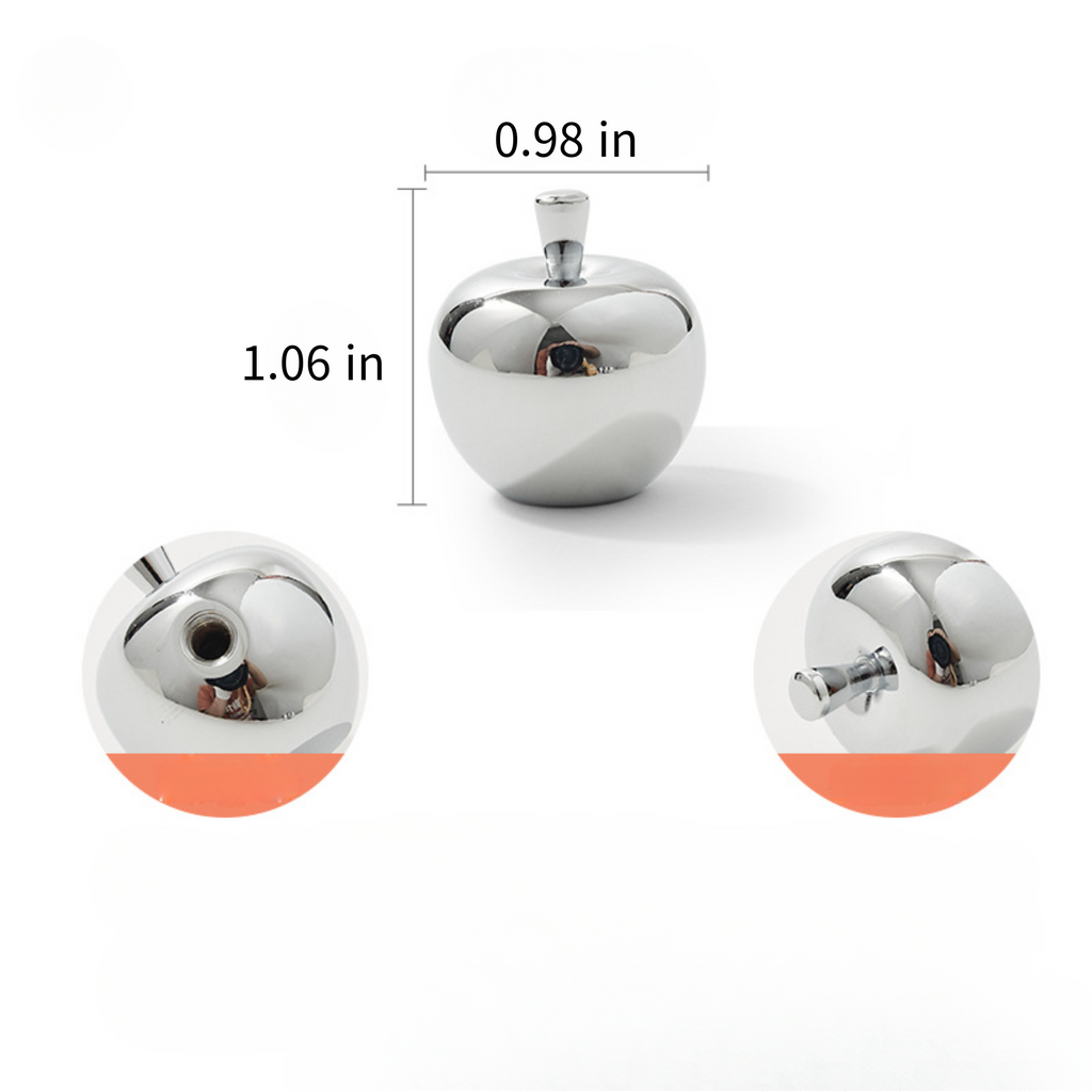 Knobelle Massiver Messing Apfel-Knauf – Gold- oder Silber-Schrankbeschläge, Obstschubladengriff, Botanischer Akzent