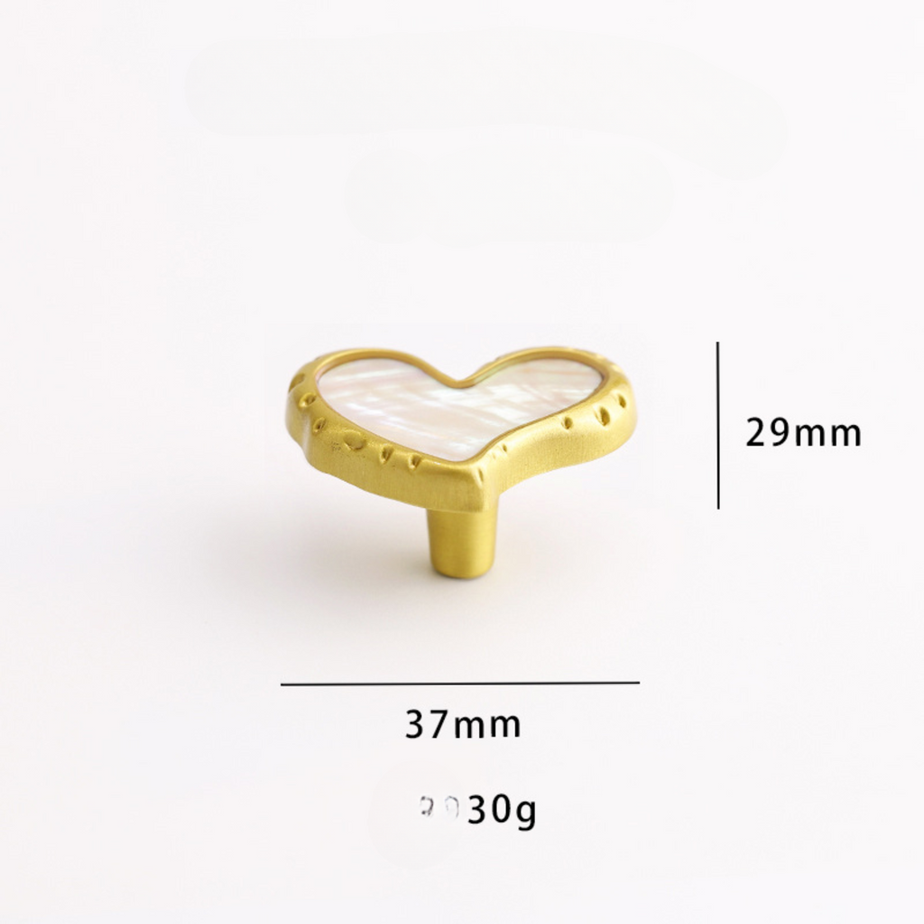 Knobelle Crysta – Heart Inlay Brass Cabinet Knob | Mother of Pearl & Abalone