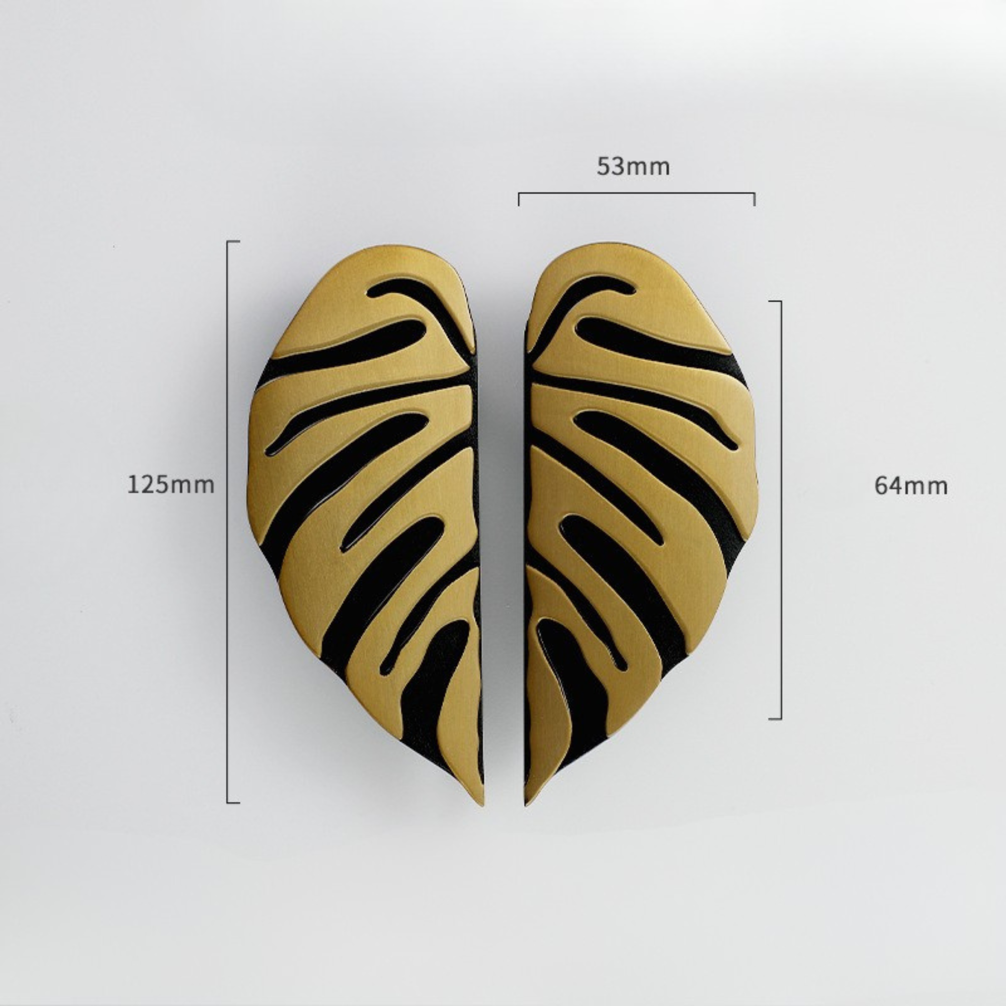 Knobelle Brass Leaf Cabinet Knob (Set of 2) – Monstera Drawer Pull Pair, Decorative Furniture Handle, Botanical Home Accent