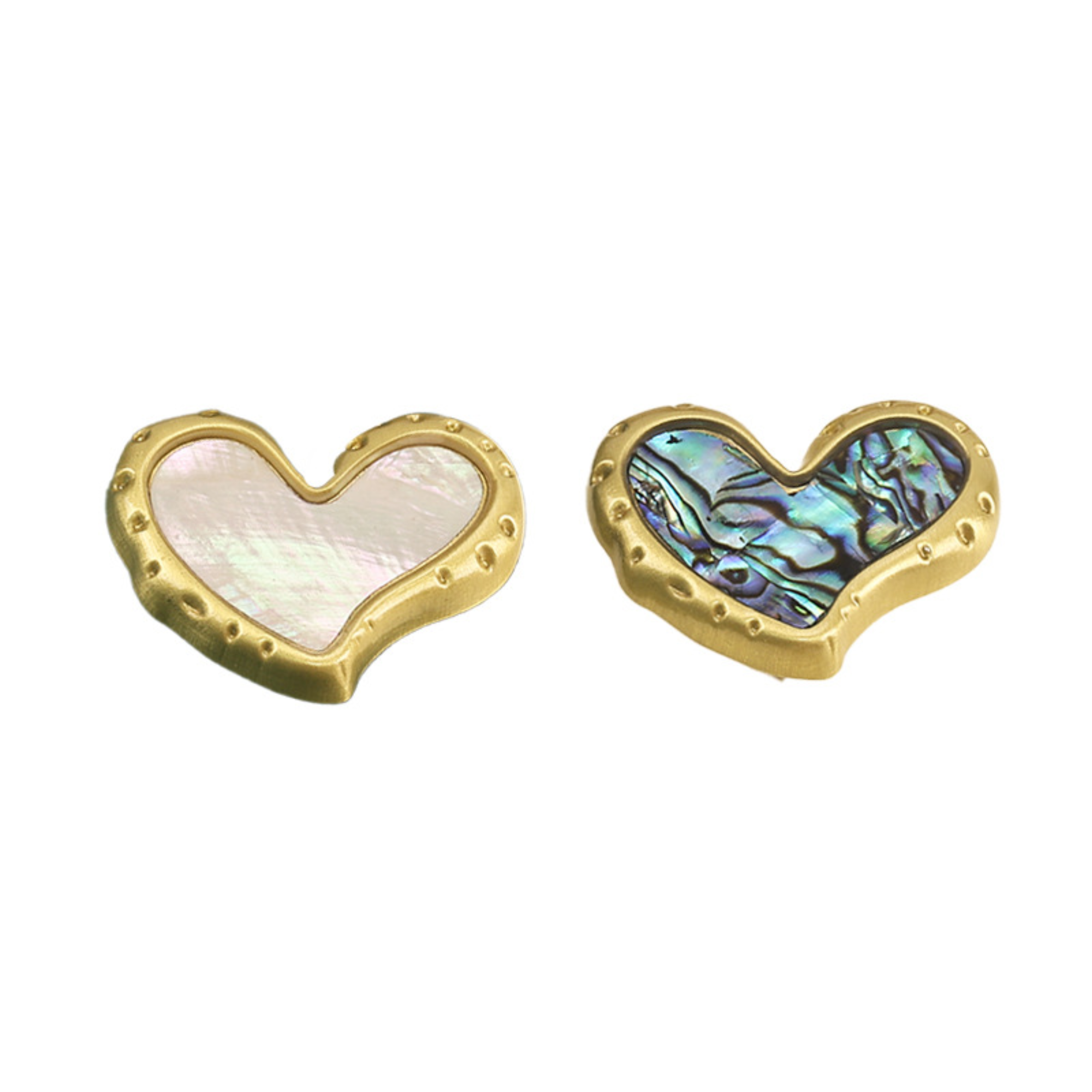 Knobelle Crysta – Heart Inlay Brass Cabinet Knob | Mother of Pearl & Abalone