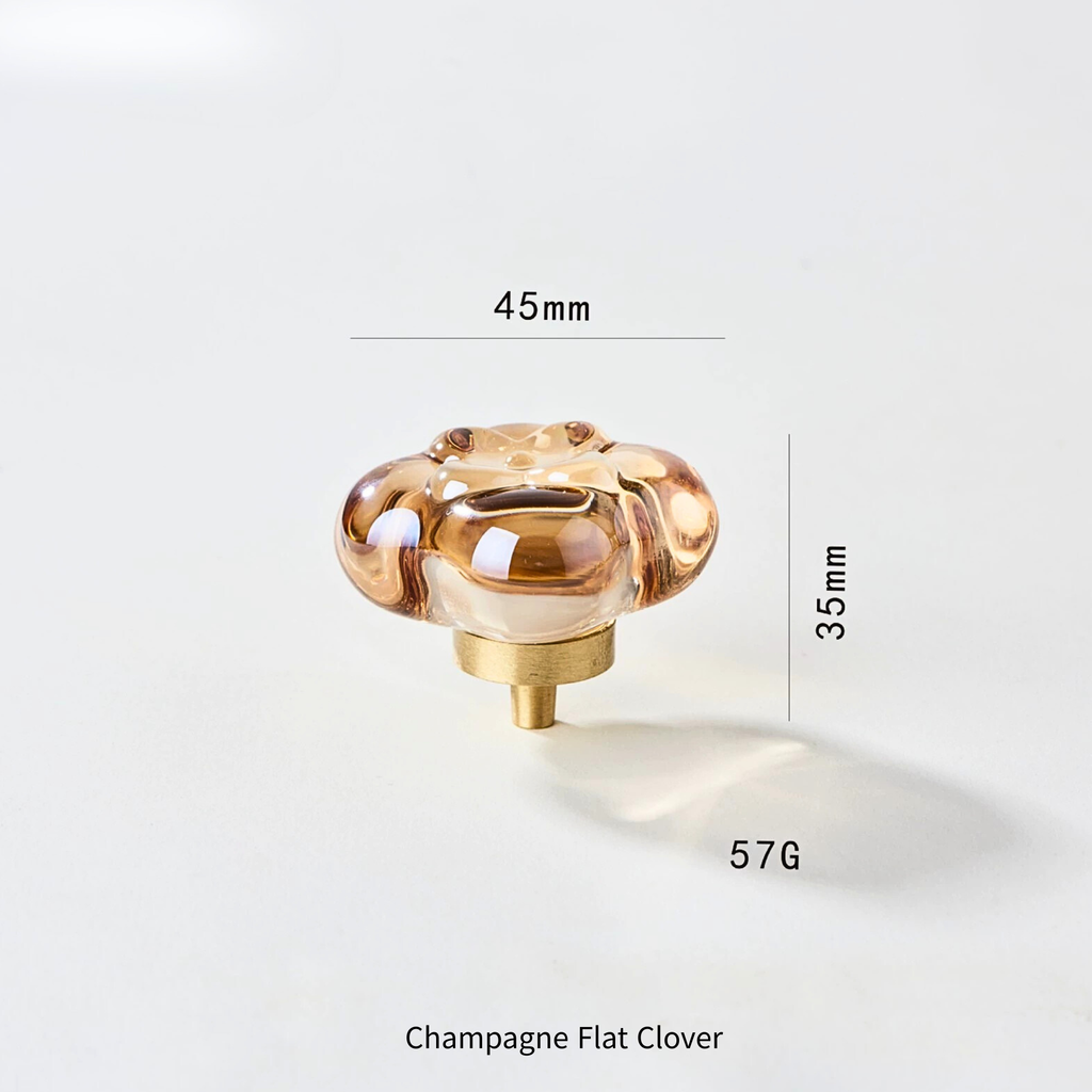 Knobelle Crystal Glass Cabinet Knob with Brass Base: Animal & Floral Drawer Pull