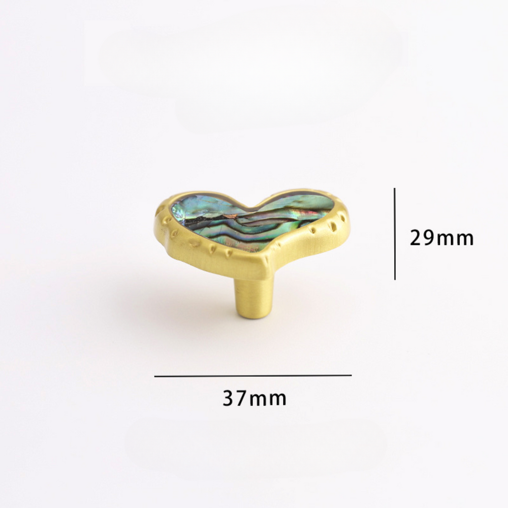 Knobelle Crysta – Heart Inlay Brass Cabinet Knob | Mother of Pearl & Abalone