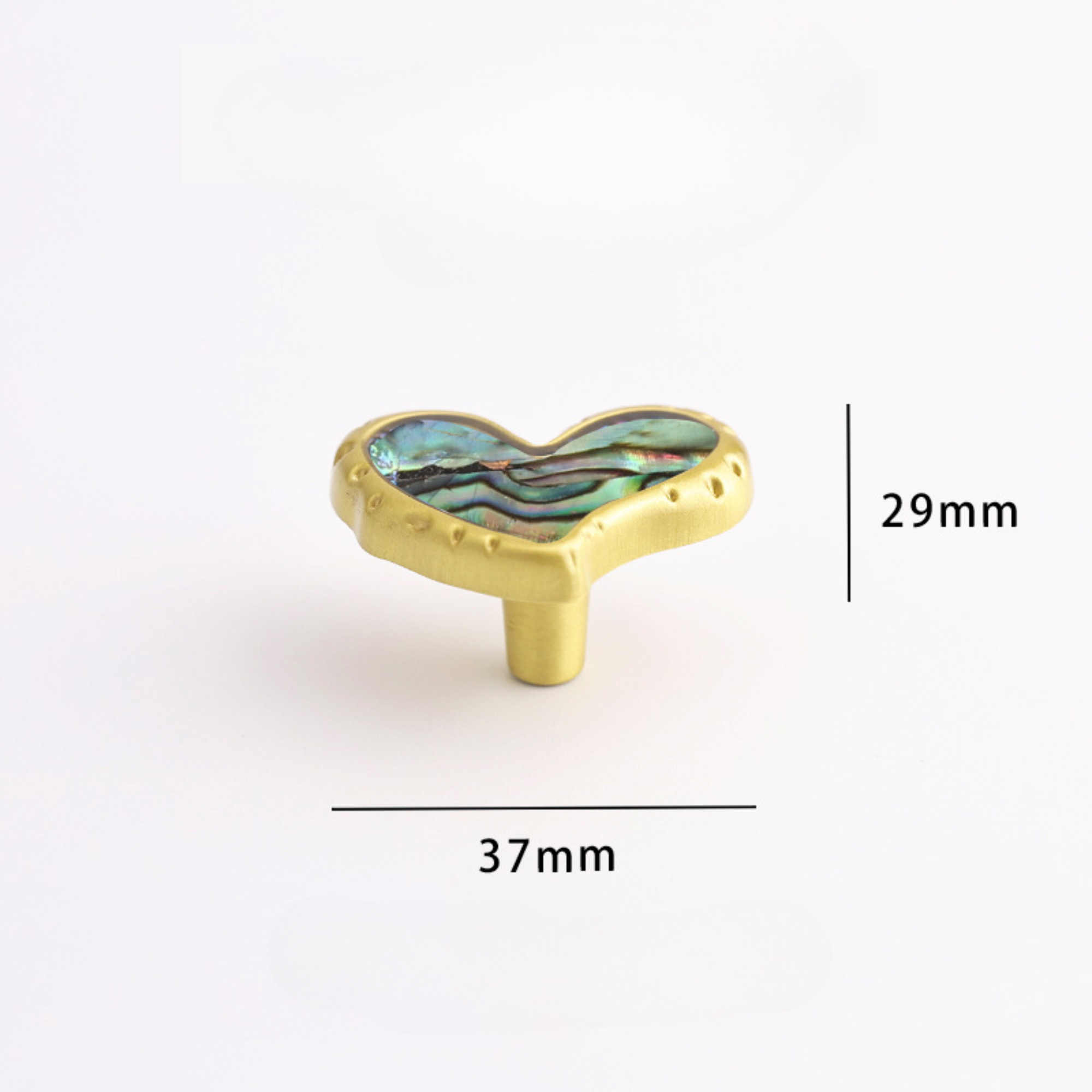 Knobelle Crysta – Heart Inlay Brass Cabinet Knob | Mother of Pearl & Abalone