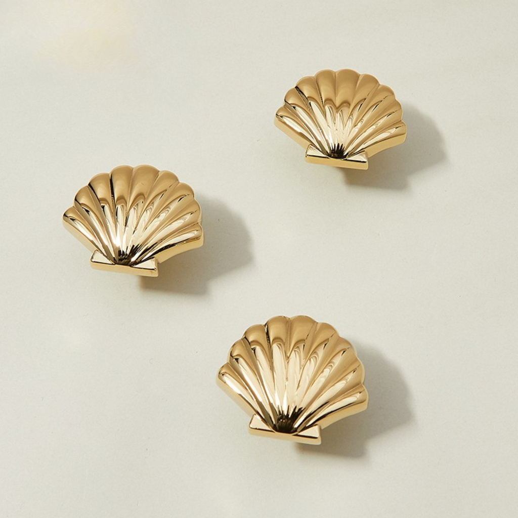 Knobelle Auréa  Marine Shell Cabinet Knob – Gold & Silver Seashell Drawer Pull | Golden Creatures Collection