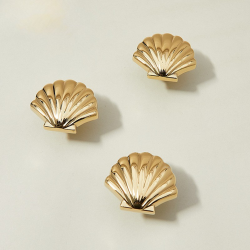 Knobelle Auréa  Marine Shell Cabinet Knob – Gold & Silver Seashell Drawer Pull | Golden Creatures Collection