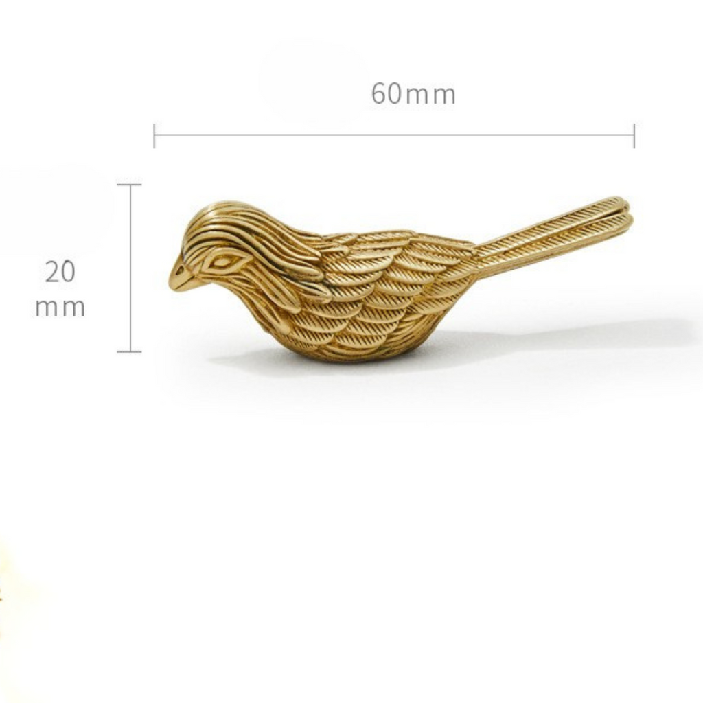 Knobelle Massiver Messing-Vogel-Schrankknauf – Vintage Gold Schubladengriff, Skulpturierte Tierbeschläge, Verspielter Wohnakzent