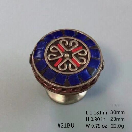 Knobelle Antique Brass Cabinet Knob – Boho Drawer Pull, Mosaic Inlay Design, Vintage Soulful Accent