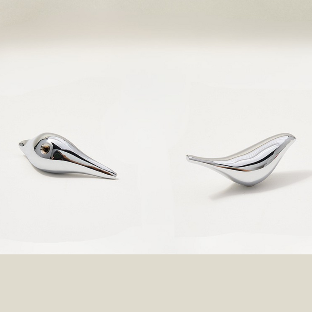 Knobelle Crysta Chrome Bird Knob – Minimalist Cabinet Pull for Kids Room & Wall Hook