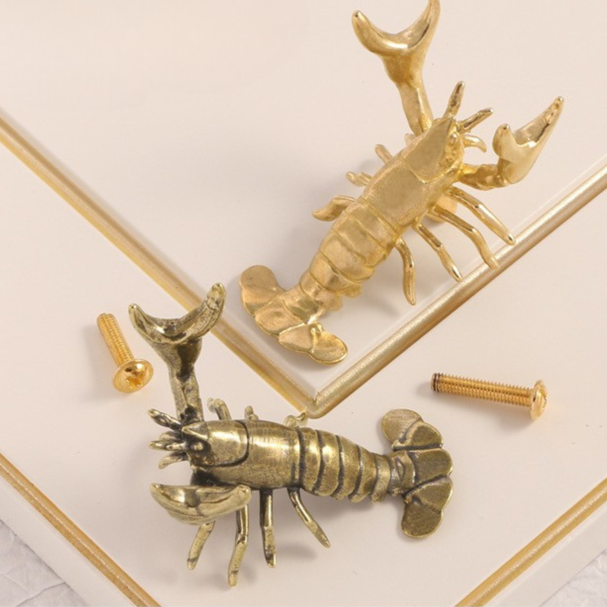 Knobelle Auréa  Marine – Brass Lobster Cabinet Knob | Nautical Drawer Pull for Coastal Decor