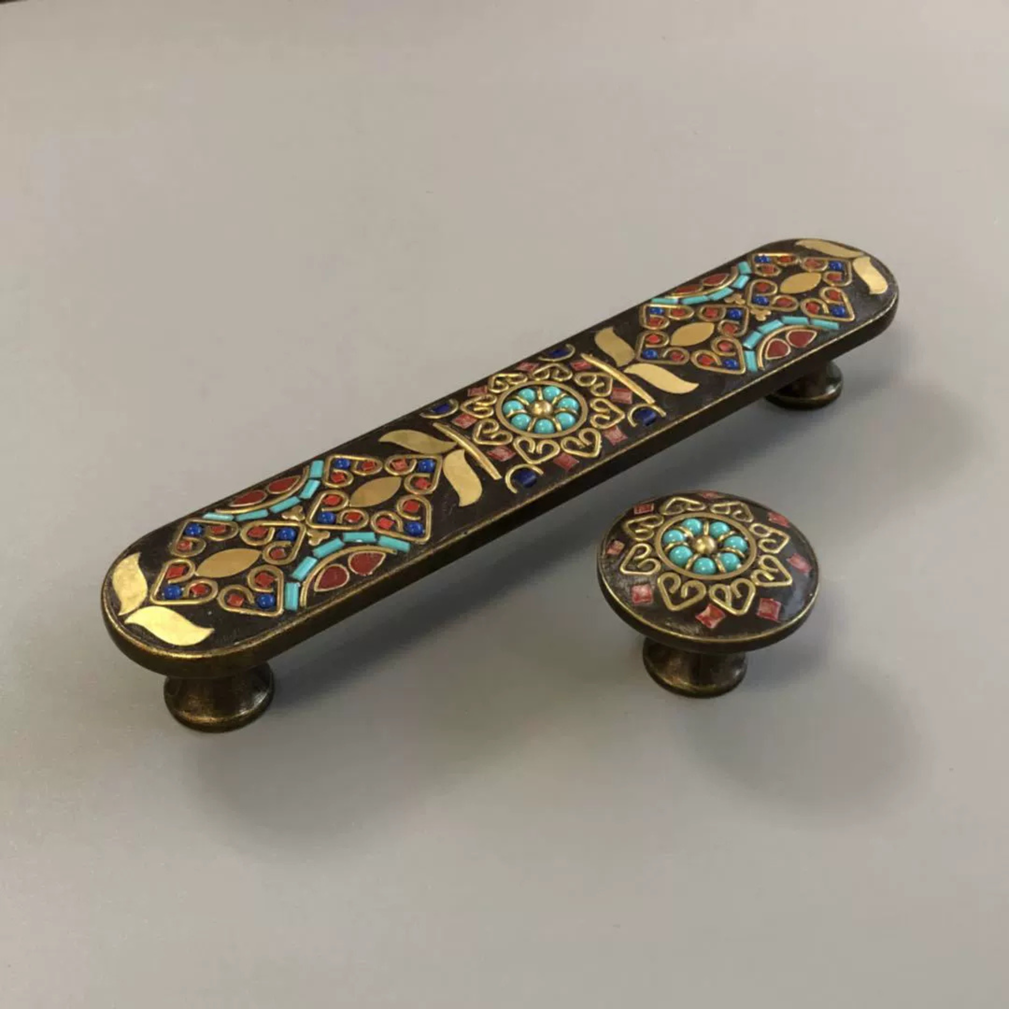 Knobelle Mosaïque Vintage Mosaic Cabinet Knob & Drawer Pull – Decorative Brass Hardware