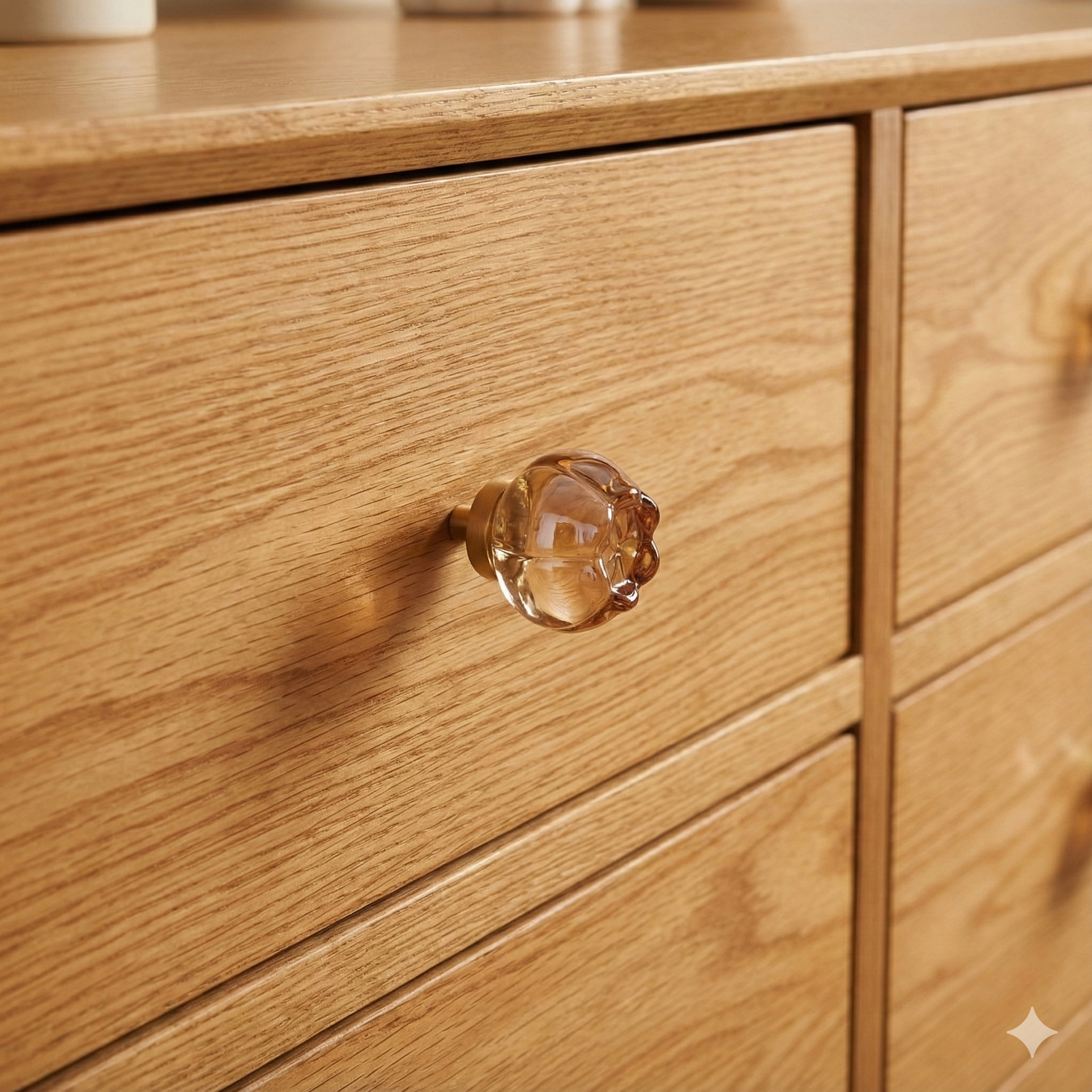 Knobelle Crystal Glass Cabinet Knob with Brass Base: Animal & Floral Drawer Pull