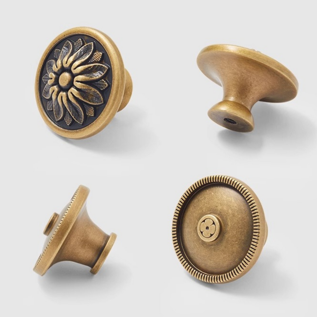 Knobelle Botanique – Antique Brass Cabinet Knobs | Vintage European Drawer Pulls for Cabinets, Dressers & Wardrobes